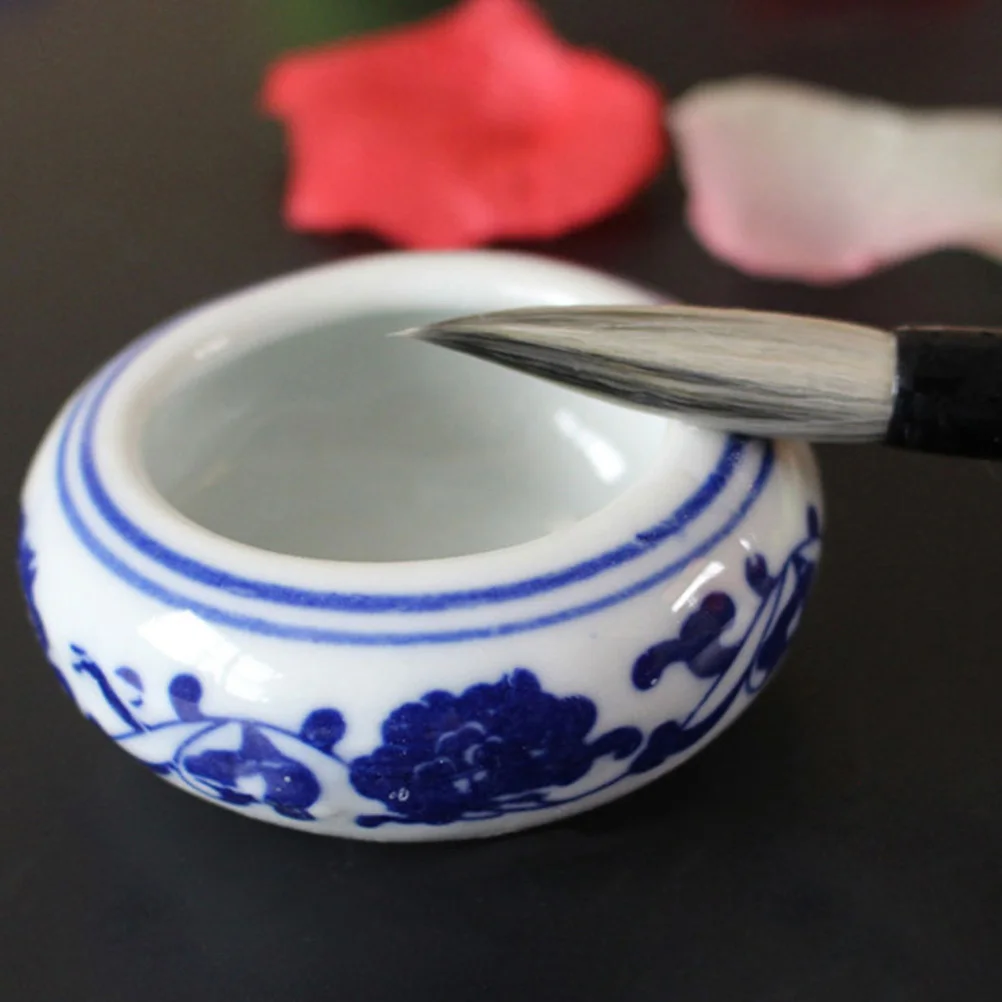 

6Pcs Ink Dish Creative Design Ceramic Ink Plate Smooth Surface Calligraphy Brush Holder Study Stationery Supplies