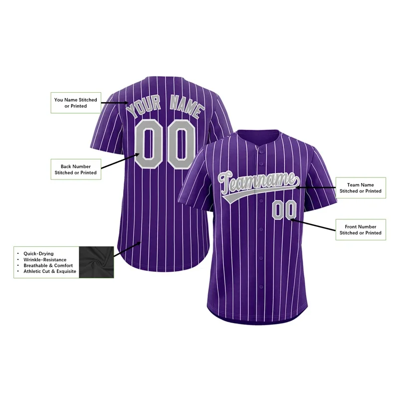 Purple Line Series Sportswear Tops Custom Baseball Jersey Shirt Printed for Men and Women Shirt Casual Hiphop Shirts