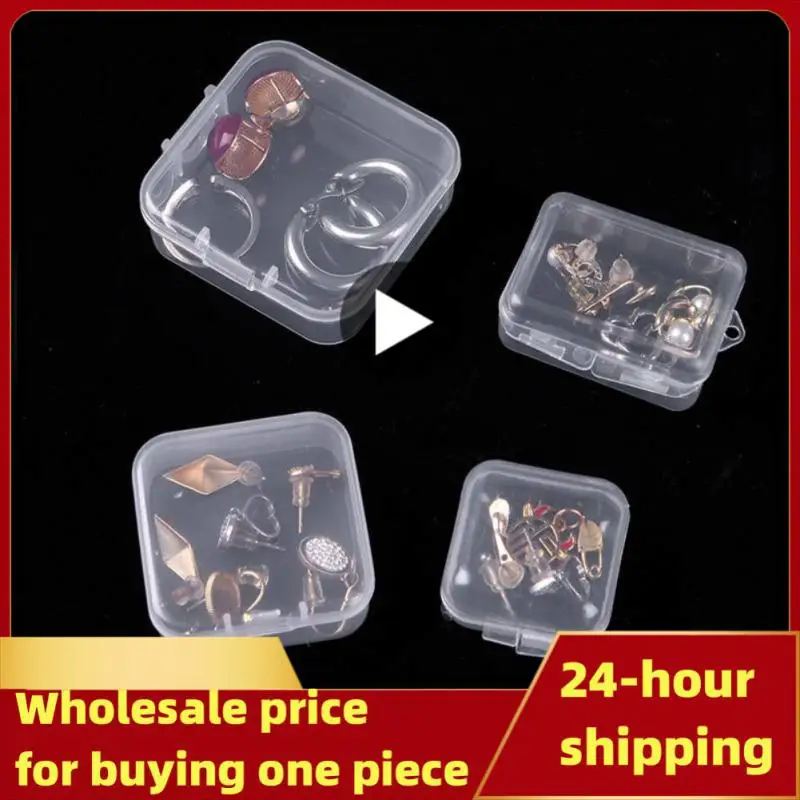 Mini Finishing Boxes Transparent Storage Container Rectangular Square Plastic Box Storage Boxes Earrings Organizer Packing Boxes