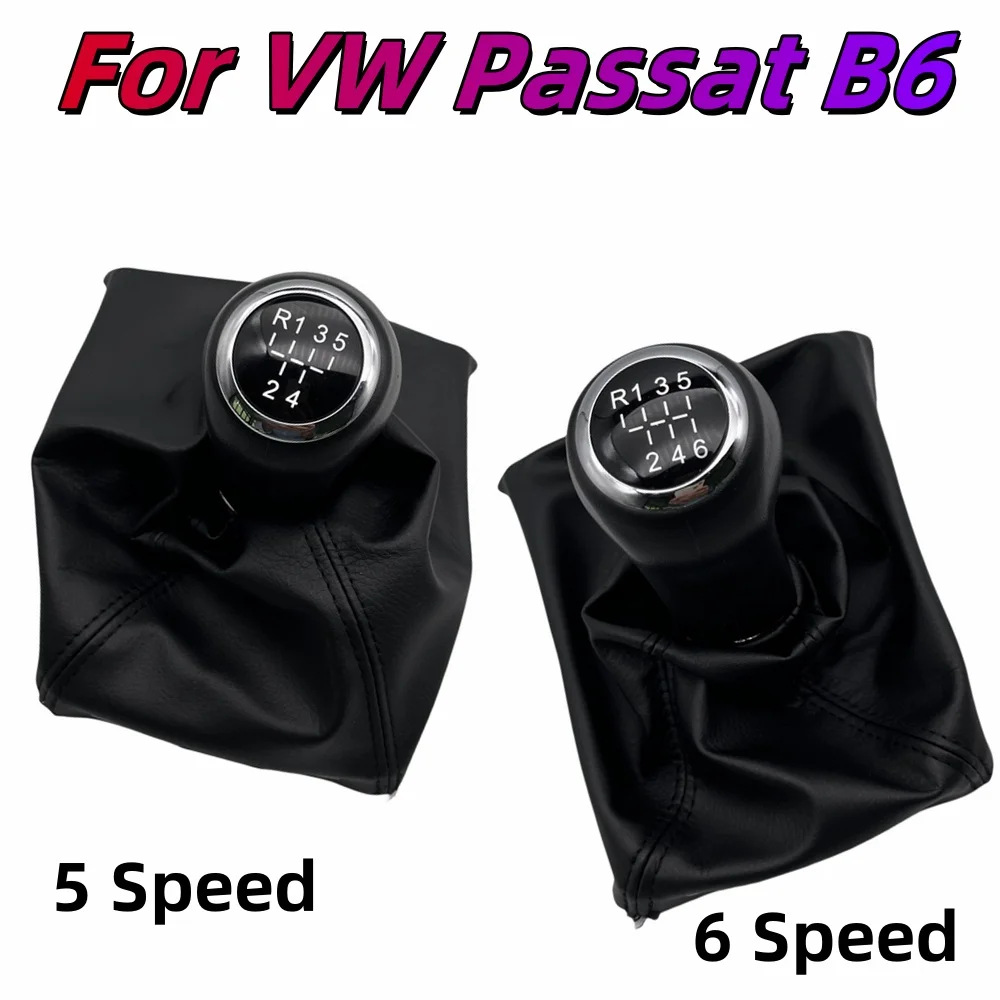 

New Car Gear Shift Knob With Gaiter Boot Cover Frame 5 6 Speed For VW Passat B6 2005 - 2011 High Quality Car Accessories