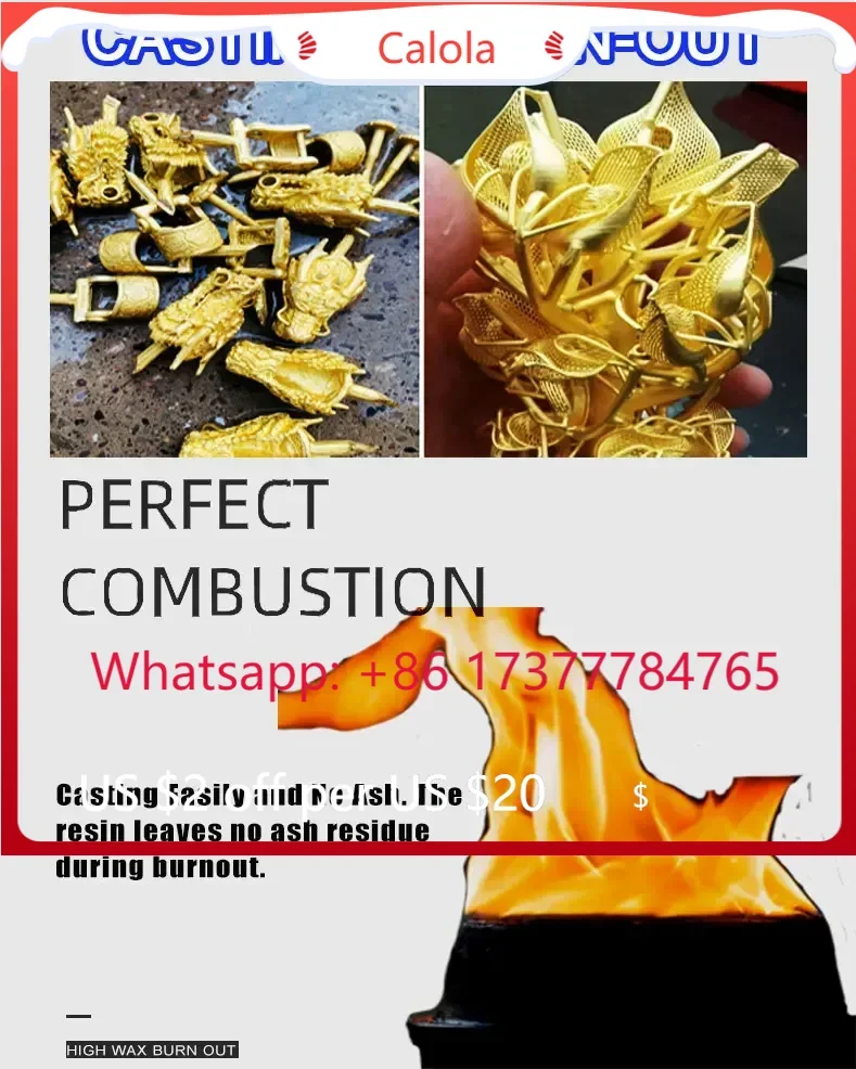 80% High Wax 3D Castable Resin Liquid Photopolymer for LCD DLP SLA Jewelry Casting