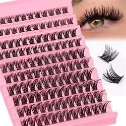 Wimpernverlängerung, Cluster-Wimpern, individuelle Vollvolumen-Wimpern, natürlicher Look, 8–16 mm, DIY falsche Wimpern, Nerz, D-Locke, 120 Stück, gefälschte Wimpern