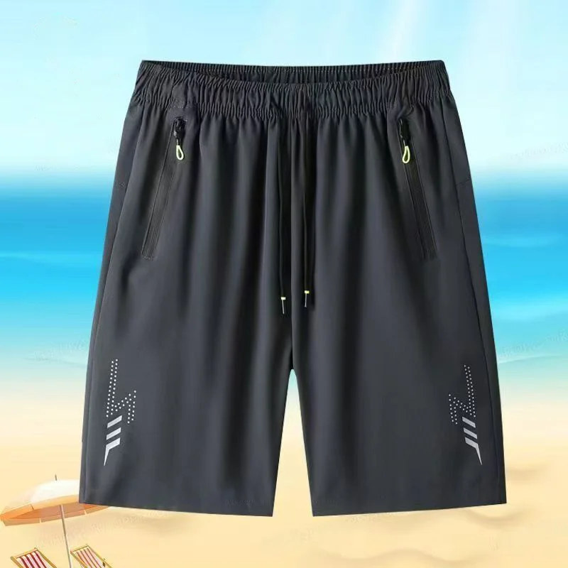 

Men's Summer Qui Dry Casual Zipper orts Running Sport Loose Five-Quarter Straight Leg Beach Pants Faionable Youth Sle