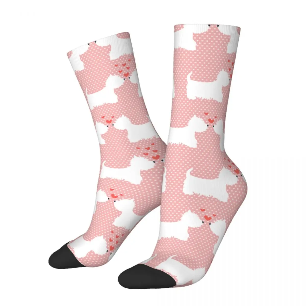 New Male Men Socks Hip Hop Pink Westie West Highland Terrier Sock Polyester Dog Graphic Women's Sock Spring Summer Autumn Winter