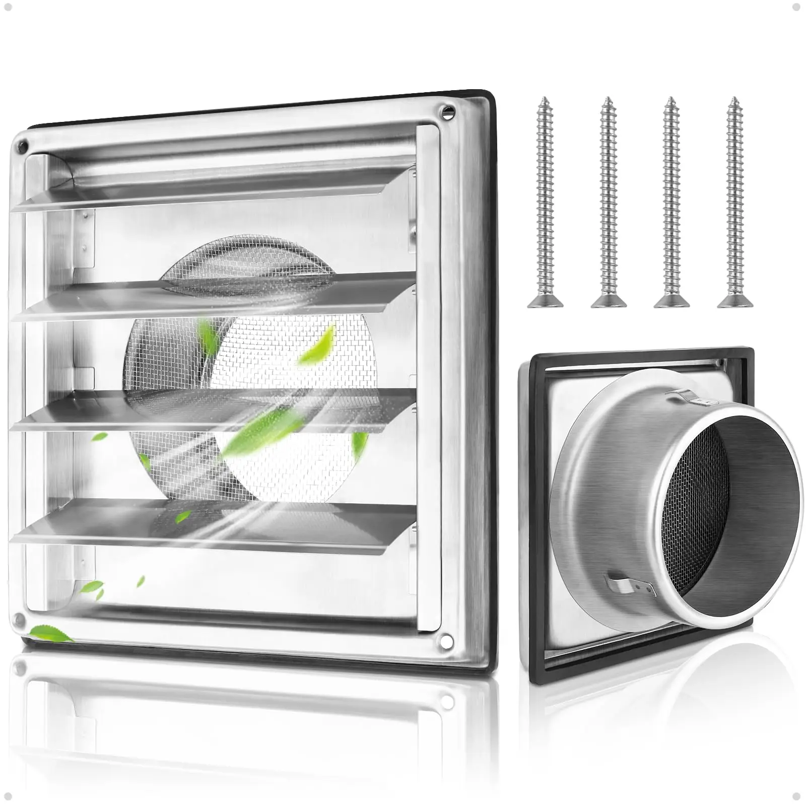 Silbernes Upgrade-Lüftungsgitter, universelle Größe, Edelstahl, einfache Installation, Heimwerker-Verbesserung, 150 mm