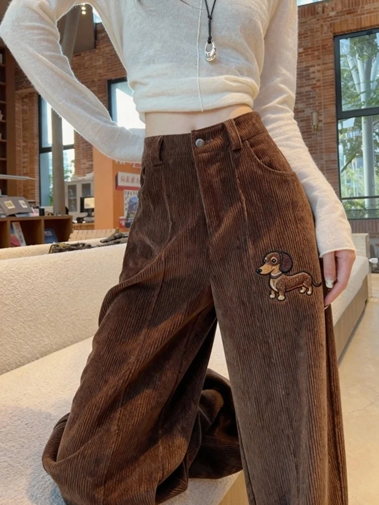 

Женские модные повседневные широкие брюки из вельвета на флисовой подкладке, утепленные, для ранней весны 2026 года