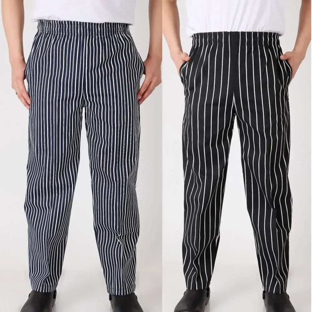 Striped Chef Work Pants Elastic Pants Zebra Pants Restaurant Cafeteria Workwear Pants Restaurant Kitchen