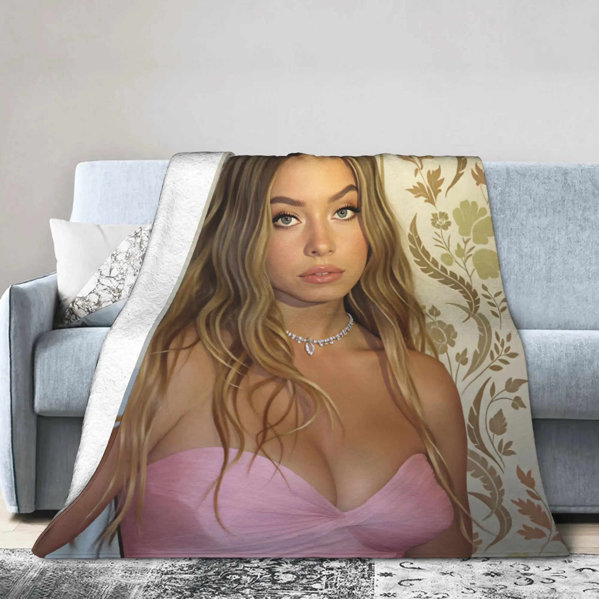 Sydney Sweeneys  Plush Blanket Boy Girl  Flannel Throw Blanket For Living Room Warm Custom DIY Quality Bedspread Gift Idea
