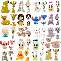 3pcs one set Stitch Miss bunny Dumbo simba marie cat Silicone teether clip Beads DIY Pacifier Chain Clips Beads pen Toy Jewelry