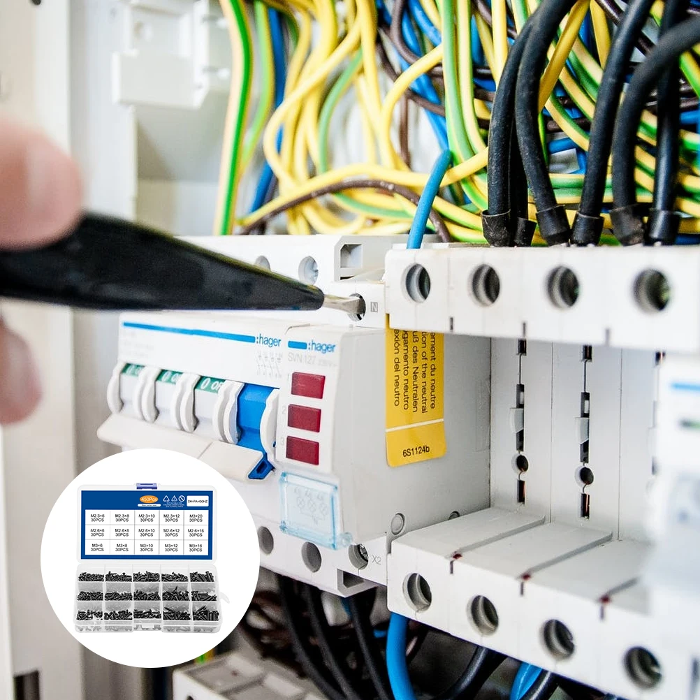 

450Pcs Cross Round Head Self Tapping Screws Carbon Steel Sturdy Fixing Screws Kit for Wood Thin Iron Repair Household Tools