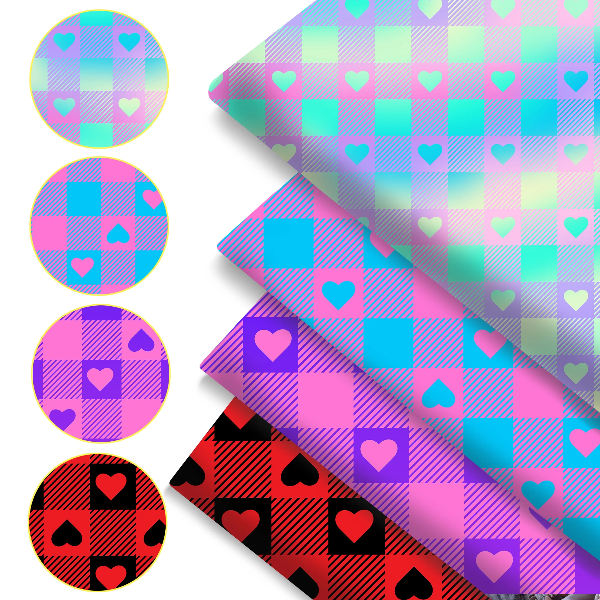 Pre-cut 4pcs/set Valentine's Day Series Heart Love Quilting Fabric-7.87x7.87 Inches (20x20cm) Craft Fabrics DIY Handmade Fabric