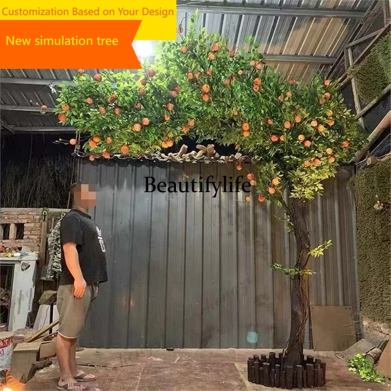 Simulation fruit tree apple orange persimmon pomegranate banana peach tree shopping mall supermarket decoration a48