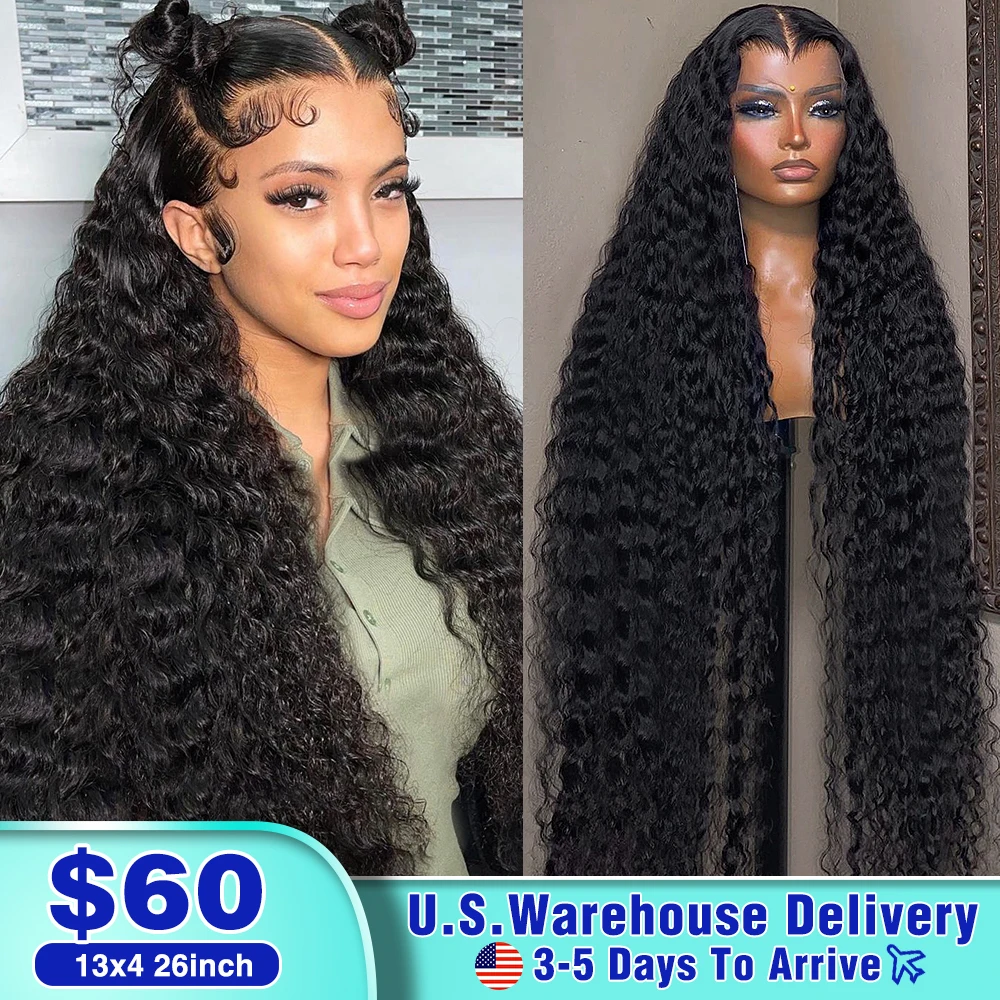 200% Deep Wave Wig 13x4 Lace Frontal Human Hair Wig Remy Brazilian 30 Inch Curly Water Wave Lace Front Wigs For Women