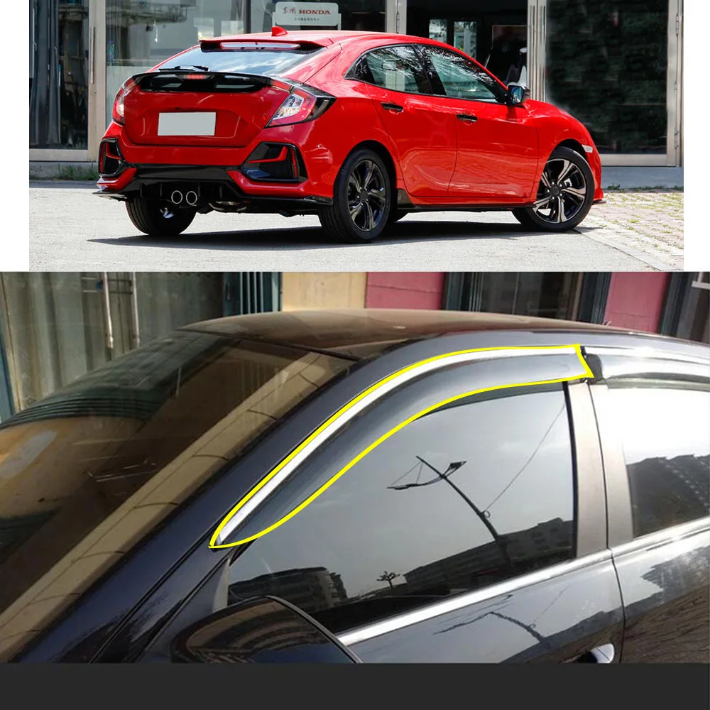 

Car Body Styling Sticker Plastic Window Glass Wind Visor Rain/Sun Guard Vent Parts For Honda Civic 10th Hatchback 2020 2021-2022