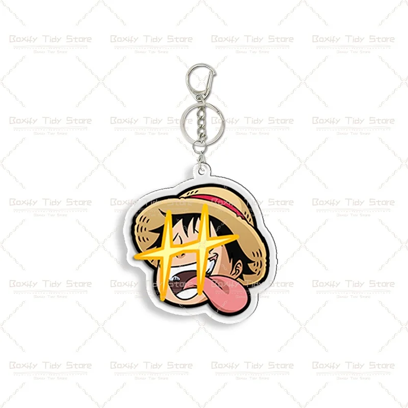 Funny One Piece Expression Acrylic Keychain Luffy Star Eyes Zoro Bubble Nami Robin Sanji Keyring Bag Charm Anime Fans Gift view 3