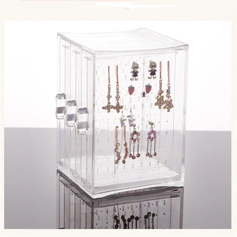 

Acrylic Jewelry Storage Box 3 Vertical Panels Earring Organizer Display Stand Large Capacity Jewelry Holder Rack for Dresser