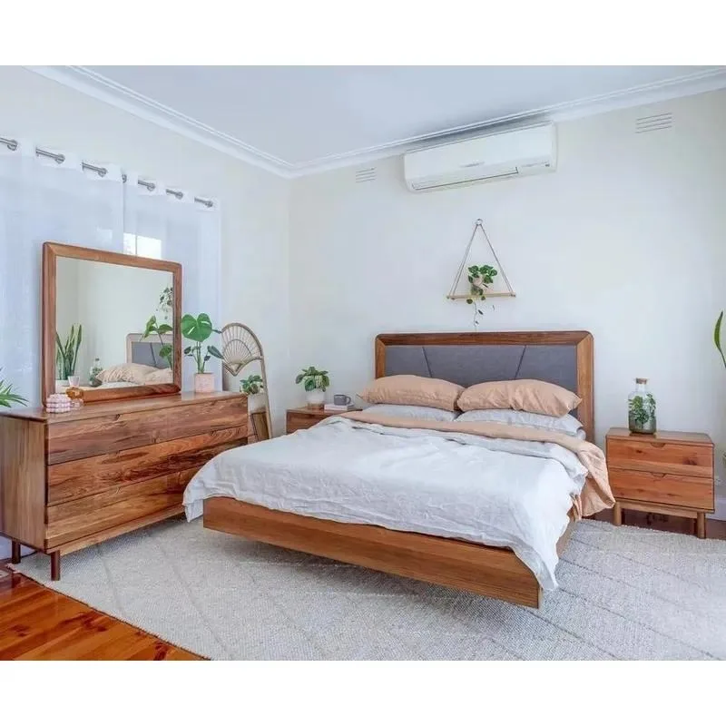 Luxury solid oak platform bed frame with environmentally friendly and durable design, king-size suspended upholstered