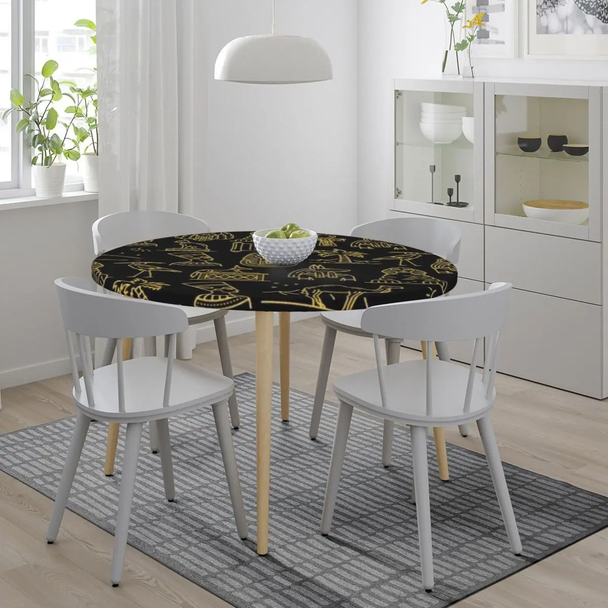 Ancient Egyptian Culture Waterproof Round Tablecloth Oilproof Table Cloth for Kitchen Events Dining Table Cover