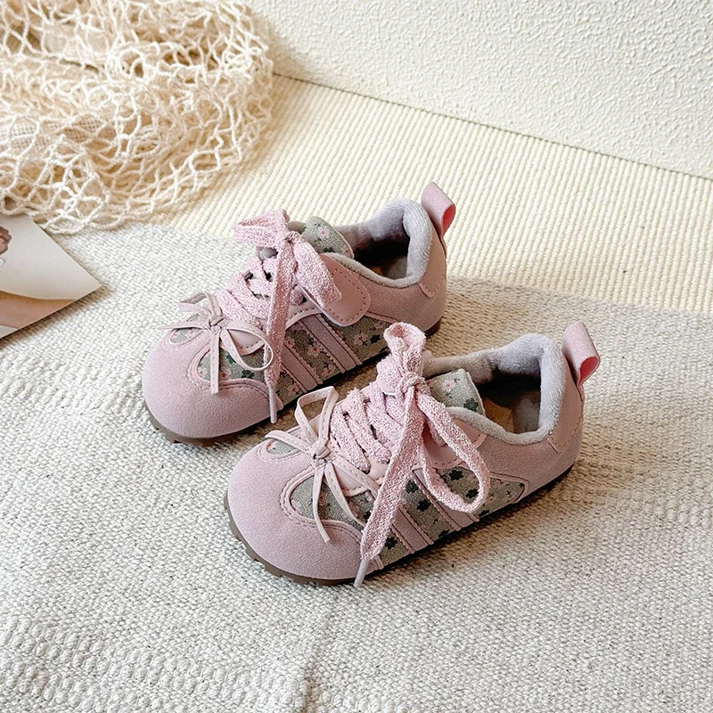 

Girls Causal Sports Shoes New Winter Kids Floral School Running Sneakers Fashion Patchwork Children's Cotton Sneakers Non-slip