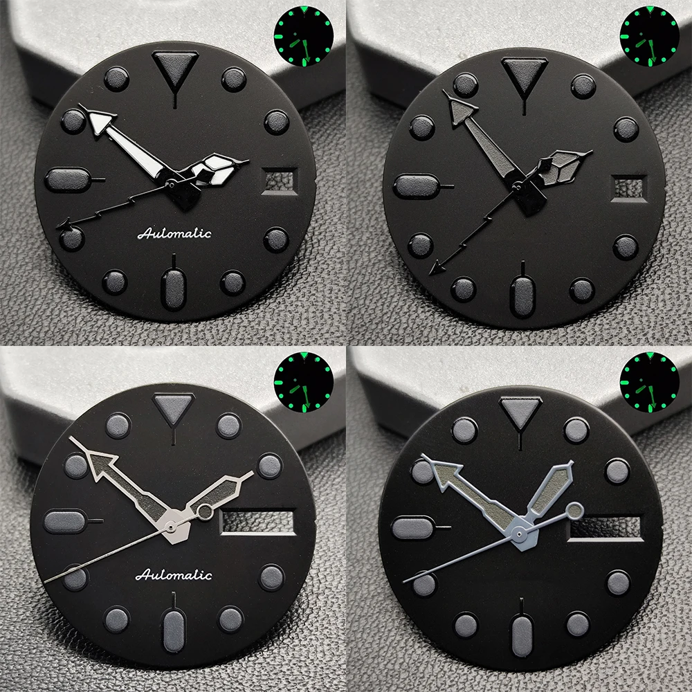 28.5mm Green Luminous Black Single/Double Calendar Dial Hands Fit for NH35 NH36 Movement Watch Pointer Modification Accessories