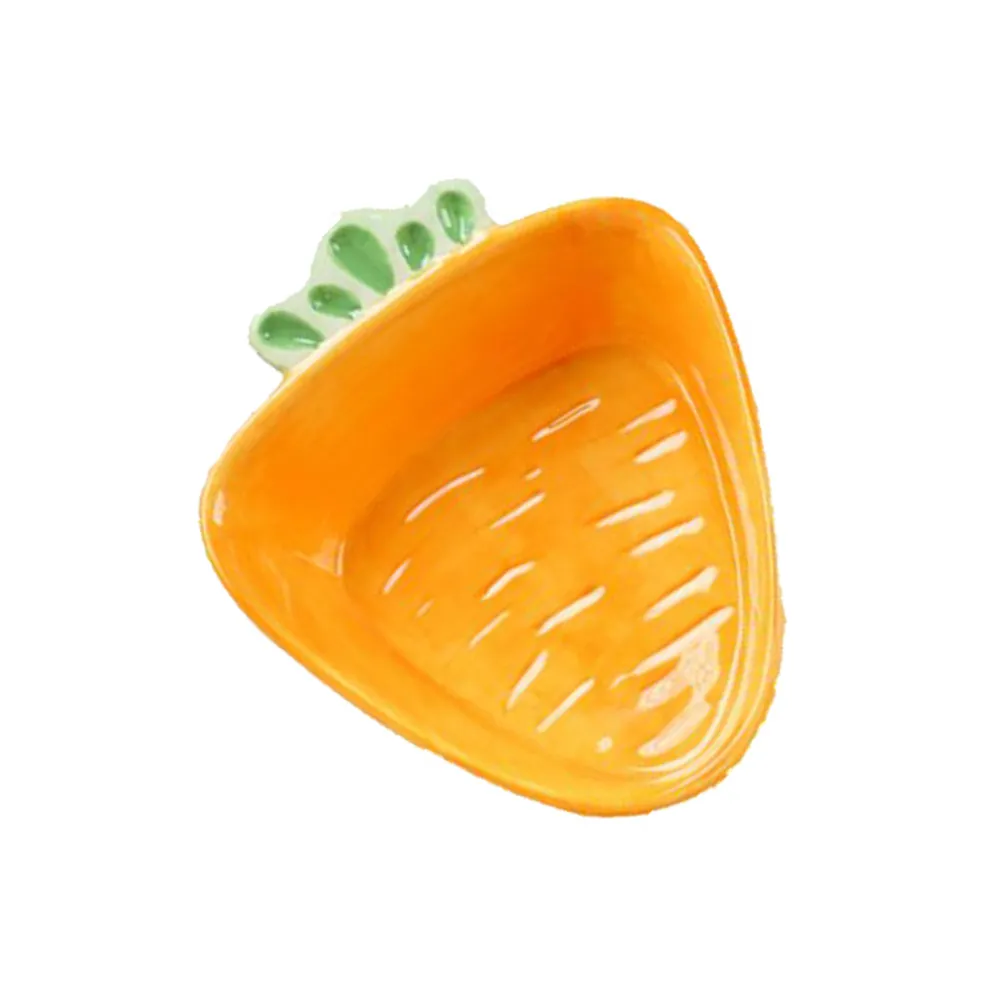 

Cartoon Carrot Shaped Ceramic Appetizer Plate for Snacks Desserts Sauces Condiments Prepping Dish Smooth Edge Safety Design