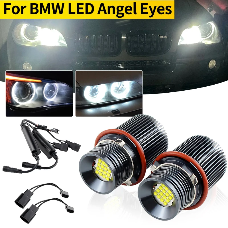 

2 шт. 160 Вт для BMW E39 E53 E60 E61 E64 E65E66,E87 04-07, светодиодный ангельский глаз Halo Ring, габаритный фонарь, белая светодиодная лампа, автомобильная фара.