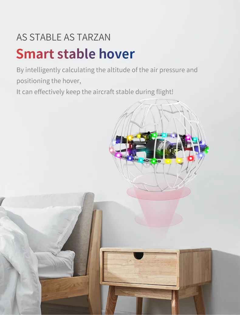 

Football Drone Obstacle Avoidance Remote Control Quadcopter 3D Rolling Auto Hover Headless Dual Mode RC Drone Gifts