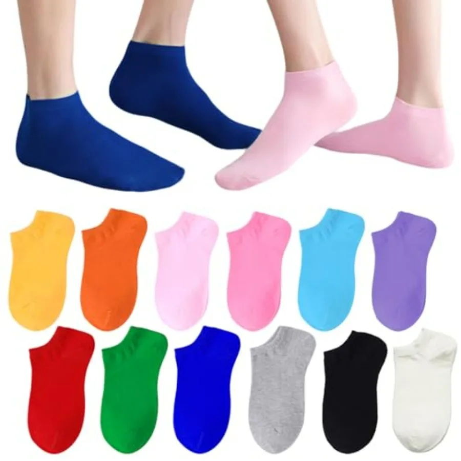 

12 Pairs Colorful Low Cut Ankle Socks for Women and Men, Assorted Solid Colors Pack, Lightweight Breathable Socks Thin Sock