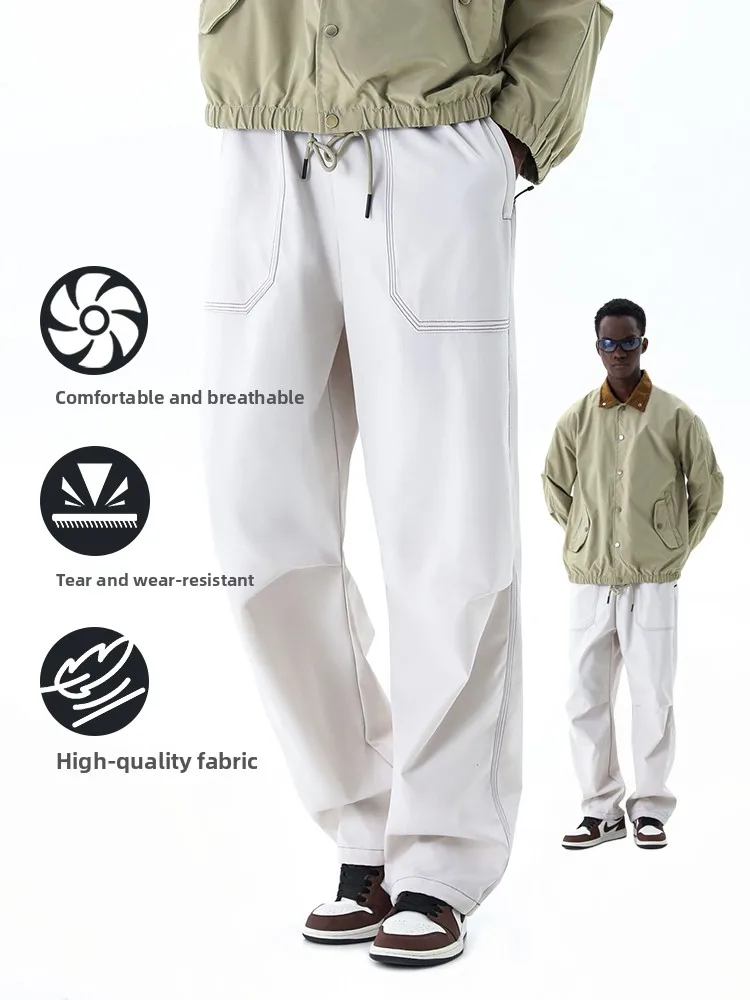 

MMOPTOP Spring New Sle Men's Casual Loose Long Pants Soldier Knife ape Straight Leg Pants Couple Match Polyester Fiber