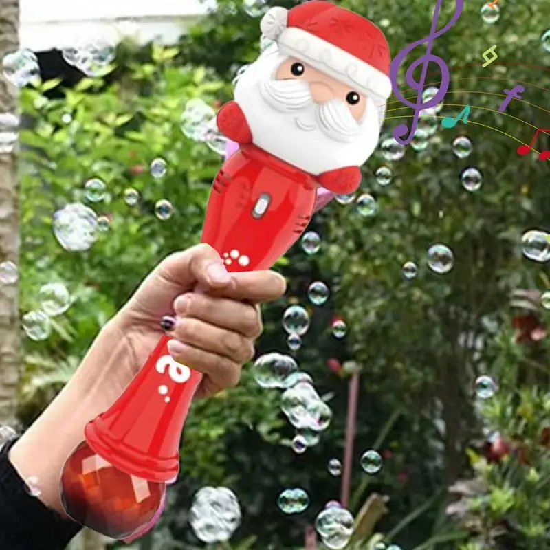 ไฟฟ้าคริสต์มาส Magic Bubble Wand เครื่องเป่าอัตโนมัติ Santa Shape เพลงเด็กมือถือ Bubble Blowing ของเล่นของขวัญ