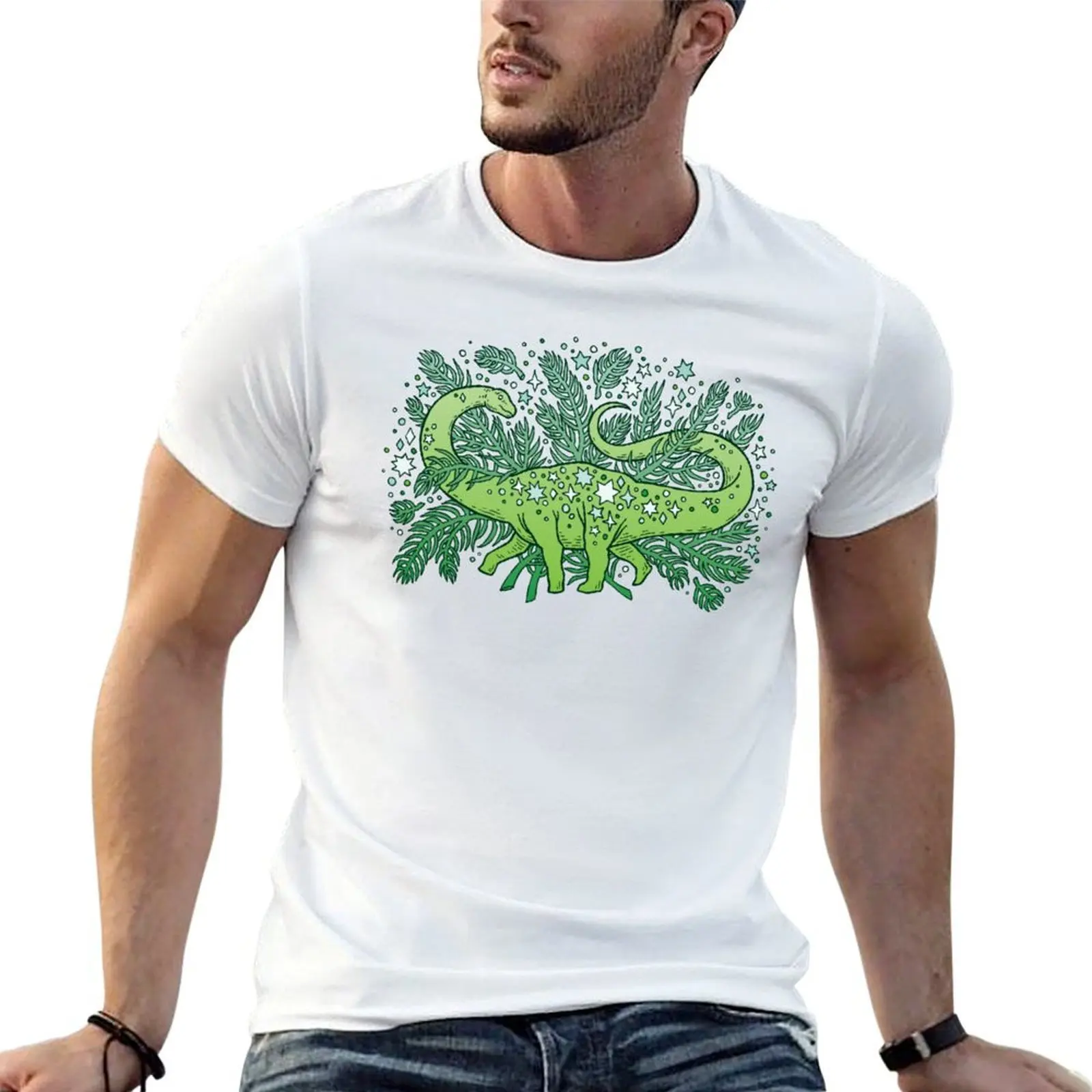 

Evergreen Apatosaurus | Dinosaur Cosmic Festive Art T-Shirt t shirts cotton 100% funny t shirts dark humor T-Shirt