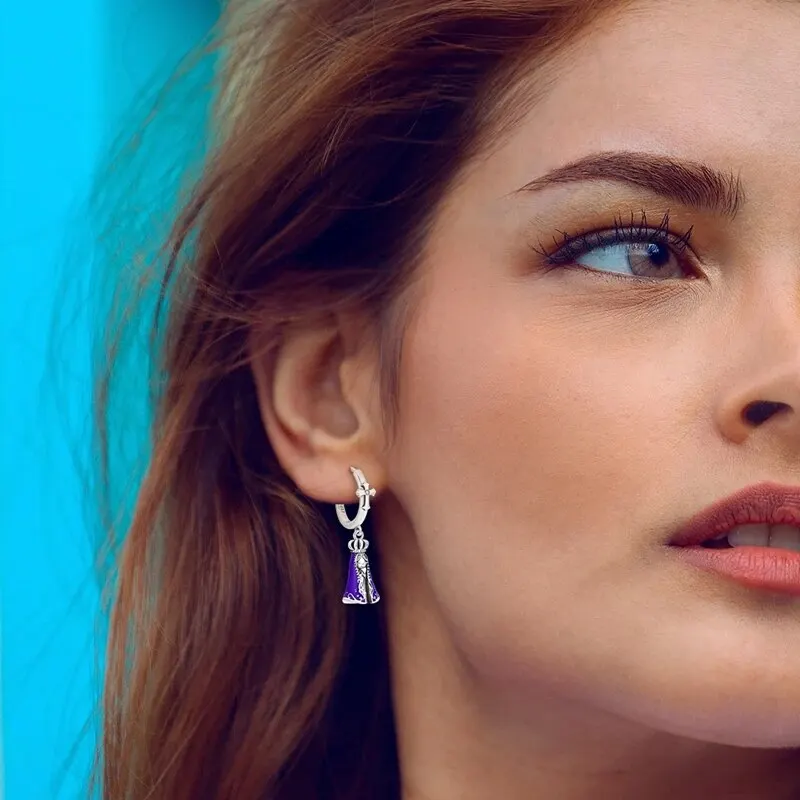 2024 New Sterling Silver S925 Blue Madonna Zircon Earrings And Eardrop Simple Fine Jewelry Women Girls Fashion Party Gift