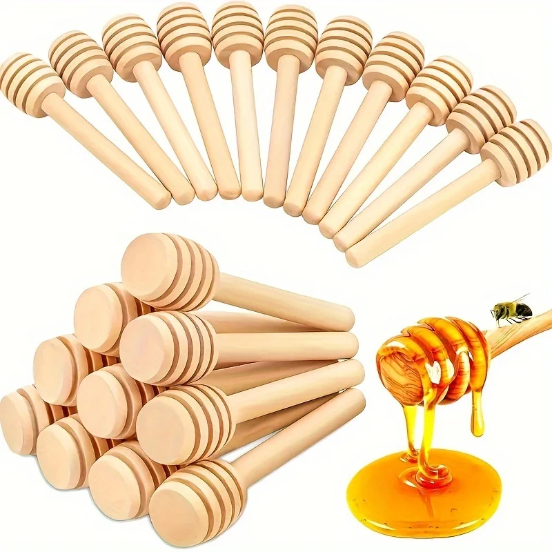 Honeystir stick, Honeystick, Round Head Stirring Rod,Jam Stick,Kitchen Gadgets,Wooden Honey Dip Stick,Natural Wooden Honey Dip D