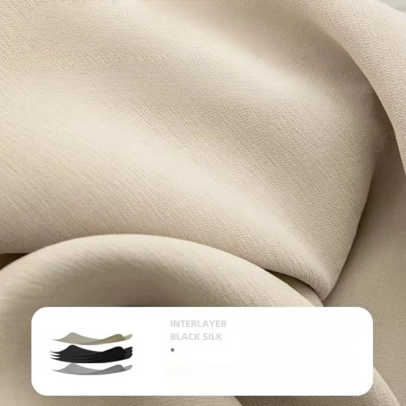 Cream Velvet Chenille Blackout Thickened Curtains for Living Room Bedroom Dining Modem Simple Custom Size Solid Color Decor