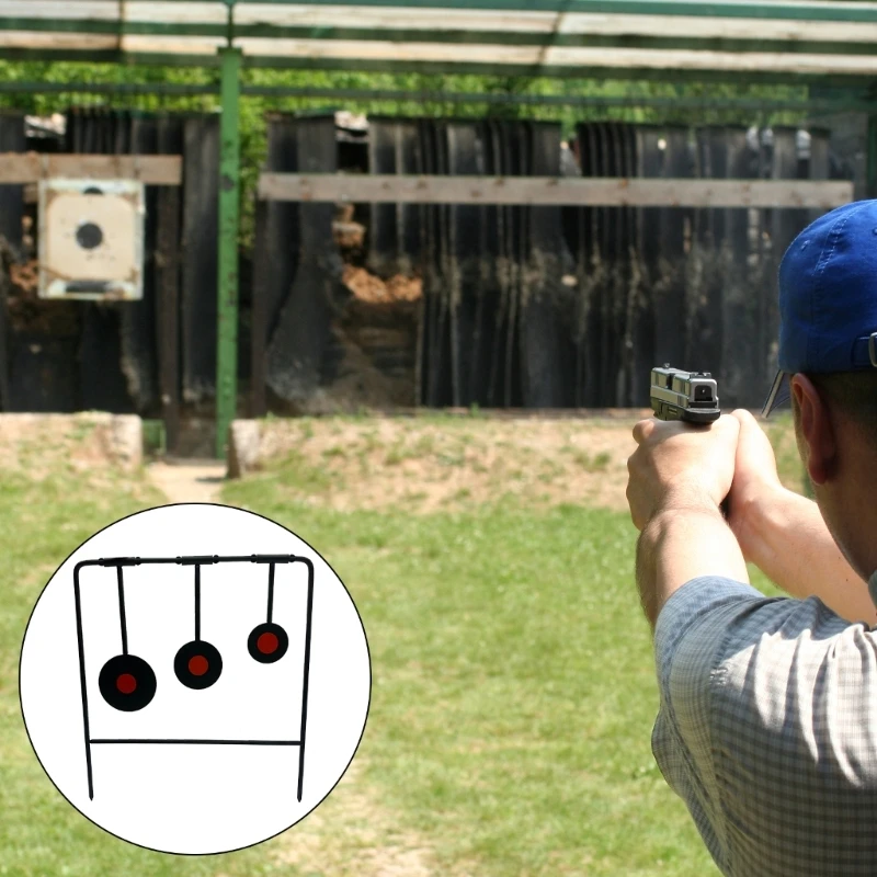 أهداف الرماية من سبائك الحديد تقف على شكل دائري بثلاثة ألواح دوارة أهداف ممارسة الرماية للتدريب على الرماية