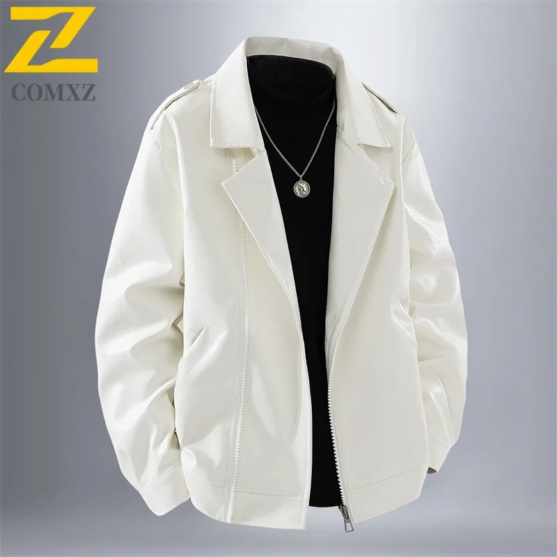 

COMXZ кожаная ветровка, водонепроницаемая красивая однотонная дорожная спортивная гоночная куртка, высококачественное походное пальто, мужская одежда