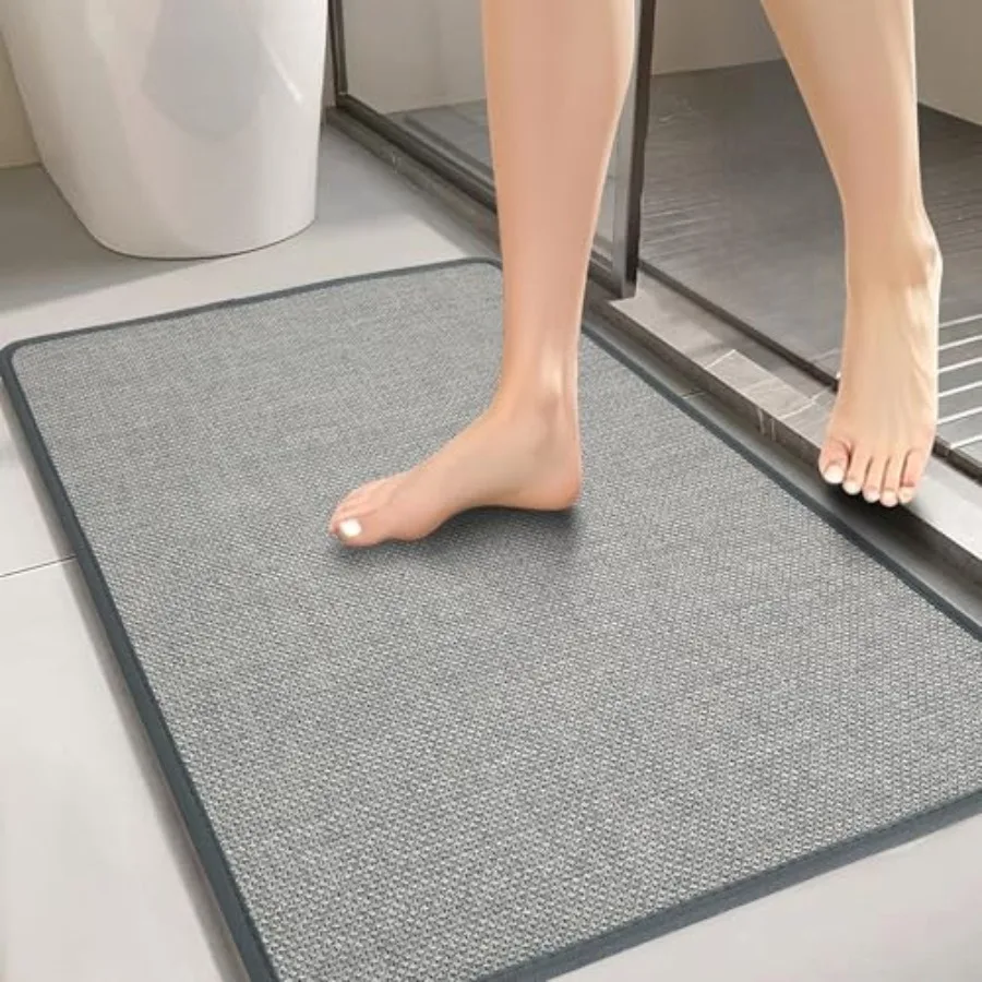 

Rugs Bath Mats for Non Slip Washable Quick Dry Water Absorbing Fits Under Door Ultra Thin Rubber Backing Low Pile Cozy Cloth
