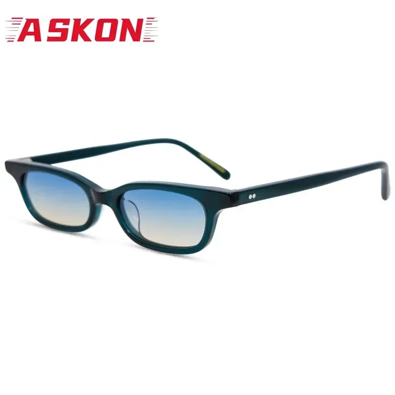 ASKON 2026New Top Quality Summer Thin Acetate Blue Sunglasses Men Square Glasses Women Classic UV400 Travel Outdoor Eyewear Man