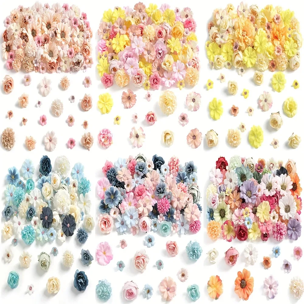 50 Uds. De cabezas de flores artificiales de rosas, flores falsas de seda para decoración del hogar, jardín, decoración de boda, guirnaldas, accesorios de regalos