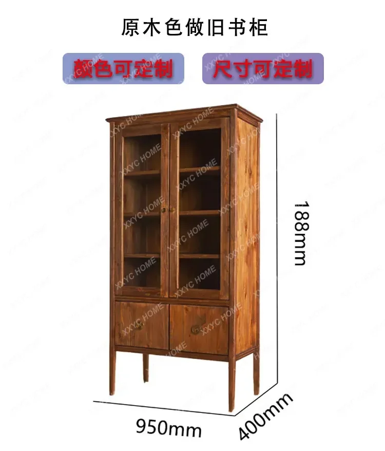 light luxury solid wood bookcase floor-to-ceiling high-grade black storage decorative cabinet