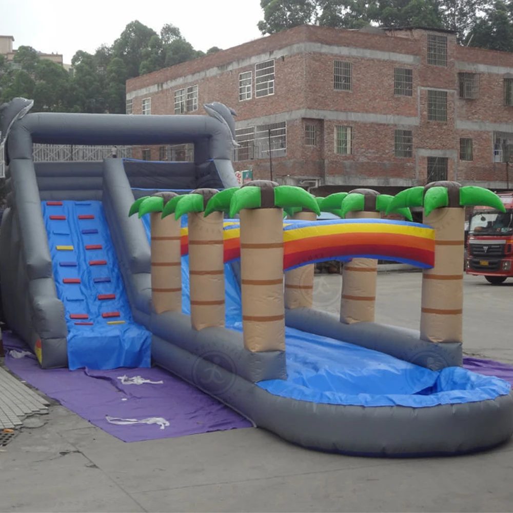 Large forest with pool inflatable slide children's outdoor long slide castle, inflatable slide