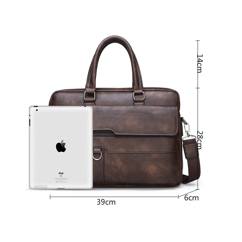 Multiple Pockets Briefcase Men's Large Capacity Office Shoulder Bag Waterproof Business Laptop Handbags Commute Crossbody Bag view 6