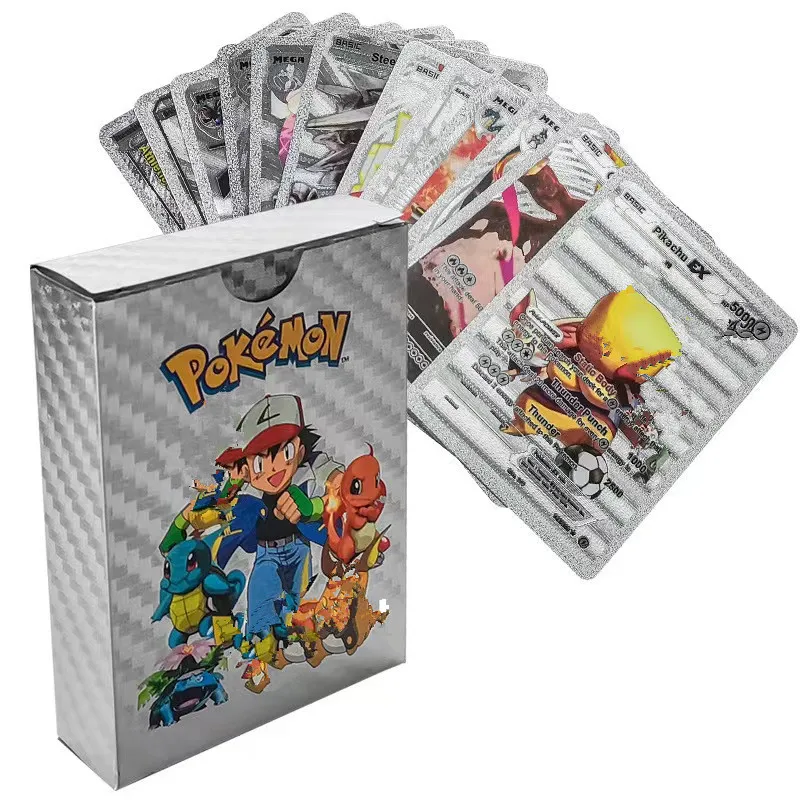 27-100 stücke Pokemon Karten Pikachu Gold Silber schwarz vmax gx vstar Englisch Spanisch Französisch Deutsch Sammlung Kampf karte Spielzeug Geschenke