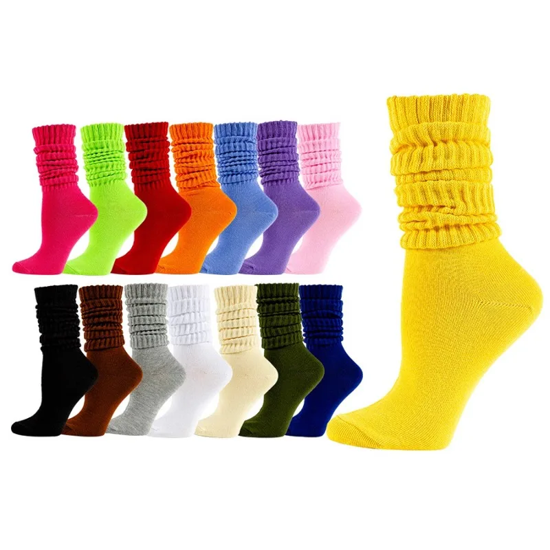 

1 Pair Women's Solid-Color Fall Thick Warm Calf Long Socks Autumn Winter Slouch Socks Female Cheap Loose Socks Warm Stockings