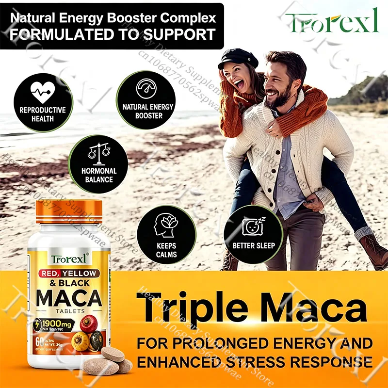 Natural Maca Root Tablets-Supports Vitality & Physical Performance, Balances Hormone, Overall Wellness view 2