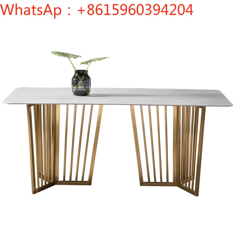 Fan-shaped rock plate dining table chair combination modern simple light extravagant