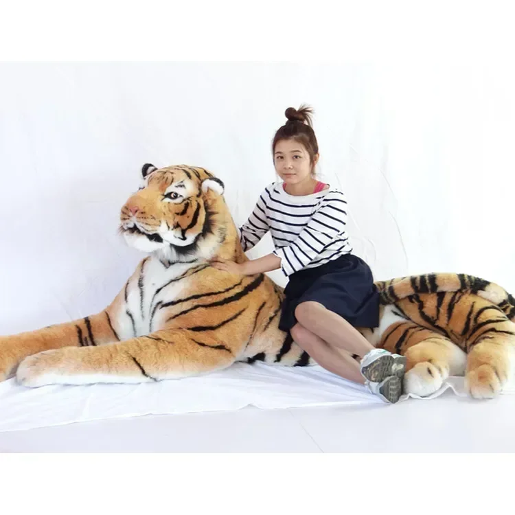 [ตลก] จําลอง 220 ซม.ขนาดใหญ่ครอบงําสัตว์AmazingสมจริงTiger Plushของเล่นคอลเลกชันการถ่ายภาพPropsตกแต่งบ้าน