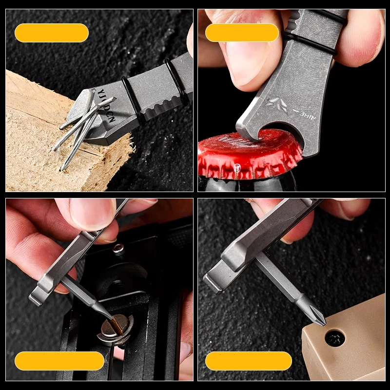 Outdoor EDC Mini TC4 Titanium Alloy Multi-function Sliding Rod Multi Screw Sliding Rod Bottle Opener Portable Gadget Tools