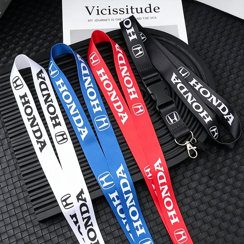 Lanière en nylon imprimée style emblème, noir, blanc, rouge, bleu, porte-clés pour Honda Mugen Jazz Insight Freed Fit CRV Civic Accord City