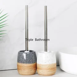 1 Set of Ceramic Toilet Brush Set Toilet/Bathroom Cleaning Tools Ceramic Toilet Brush Base Floor Standing Toilet Brush Set